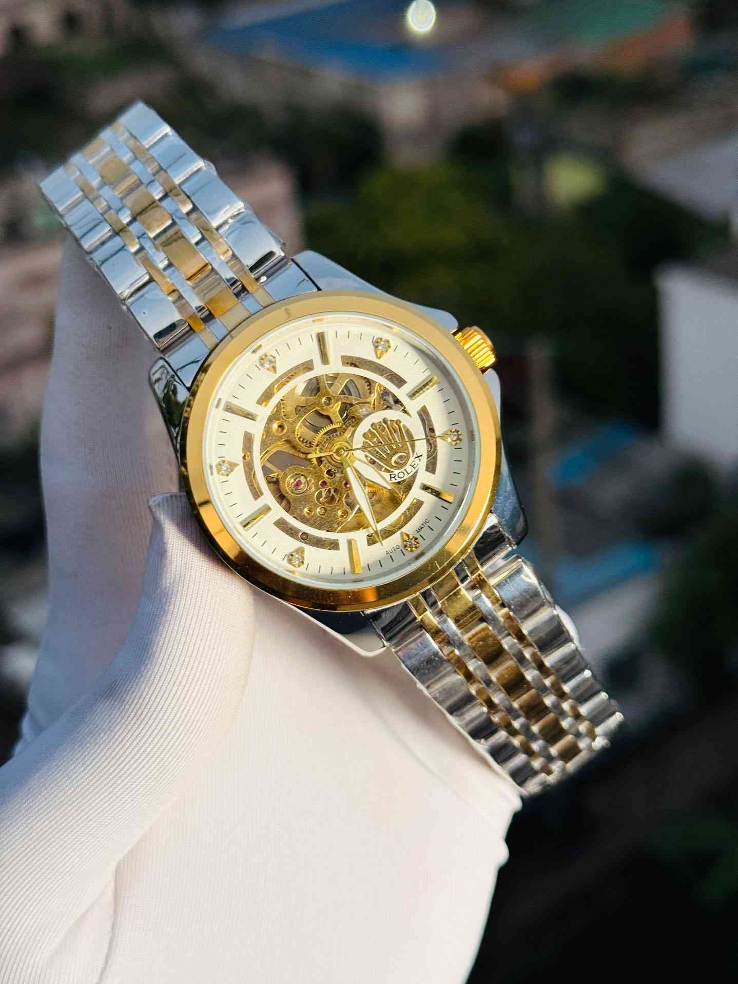 Rolex Luxury Men's Skeleton Automatic Watch Stainless Steel